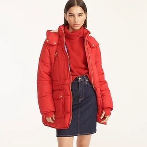 J. Crew Red Quilted Puffer Jacket